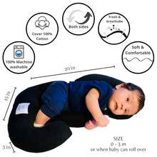 Cargar imagen en el visor de la galería, FLAT HEAD SYNDROME. This Pillow For Baby Flat Head gives 2 options to keep your baby on his sides when awake safely and comfortably. Nowadays, “positional plagiocephaly” is a big topic to care about due to effects nearly one in two infants. This Baby Nest Bed avoids the principal cause of the problem: the baby is not lying on his back. This is not a Newborn Head Shaping Pillow.
